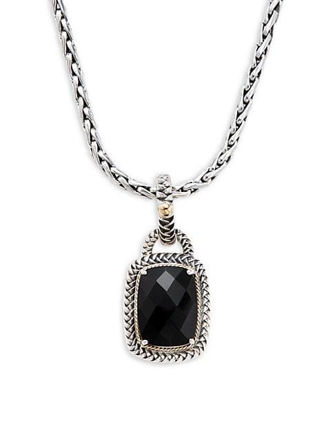 Effy Sterling Silver & 18k Yellow Gold Black Onyx Pendant Necklace