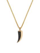 Effy 14k Yellow Gold & Black Diamond Shark Tooth Pendant Necklace