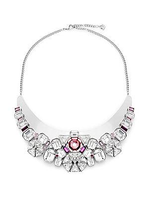 Swarovski Clear & Pink Crystal Bib Necklace