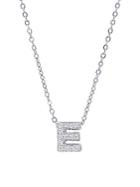 Nephora Diamond & 14k White Gold E Initial Pendant Necklace