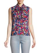 Love Moschino Floral Tie Neck Blouse