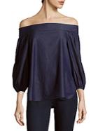 Tibi Solid Cotton Off-the-shoulder Top