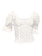 Free People Lace Puff-sleeve Top