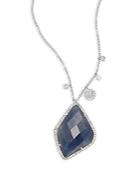 Meira T Diamond Sapphire & 14k White Gold Pendant Necklace