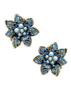 Heidi Daus Bold Floral Goldtone & Crystal Flower Earrings