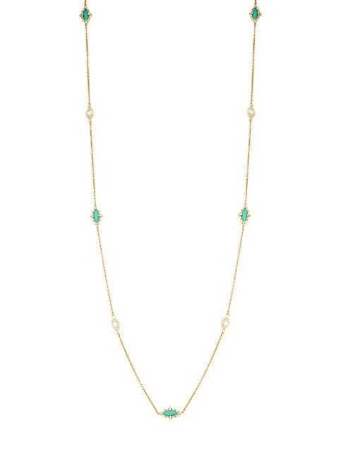 Freida Rothman Amazonian Allure Sterling Silver & Turquoise Station Necklace