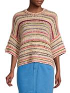 Ganni Mixed-knit Drop Shoulder Sweater