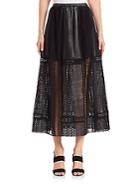 Thakoon Crochet-inset Leather Maxi Skirt