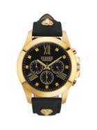 Versus Versace Goldtone Stainless Steel & Leather-strap Chronograph Watch