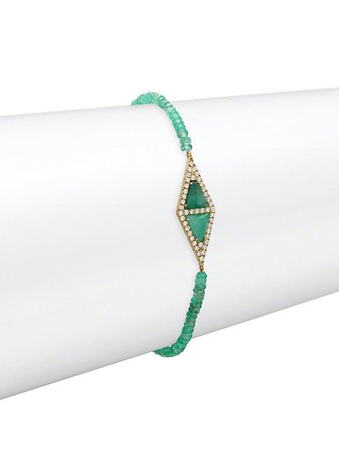 Meira T Diamond Emerald 14k Yellow Gold Pendant Bracelet