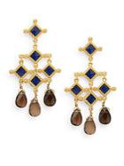Stephanie Kantis London Blue Crystal & Smoky Topaz Briolette Venetian Chandelier Earrings
