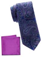 Ted Baker London 2-piece Cotton & Silk Blend Pocket Square & Paisley-print Silk Tie Set
