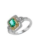 Effy Brasilica 14kt. Yellow And White Gold Emerald Diamond Ring