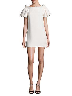 Brandon Maxwell Ruffle Shoulder Mini Dress