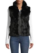 Adrienne Landau Reversible Quilted Rabbit Fur Vest