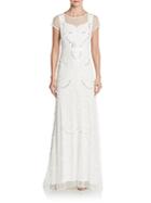 Adrianna Papell Embellished Illusion Neckline Gown