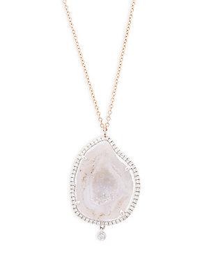 Meira T Diamond And 14k Rose Gold Pendant Necklace