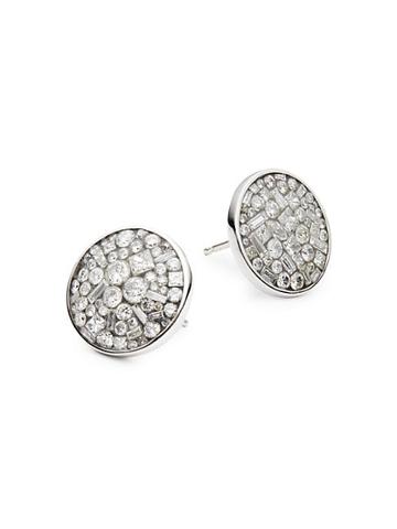 Plev 18k White Gold & Diamond Stud Earrings