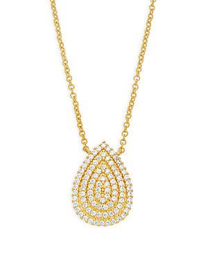 Freida Rothman Gold Plated Sterling Silver Pave Teardrop Necklace