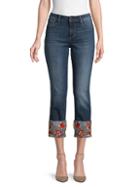 Driftwood Colette Floral Embroidery Straight Cropped Jeans