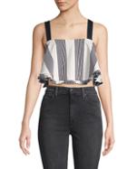 English Factory Striped Sleeveless Cropped Top
