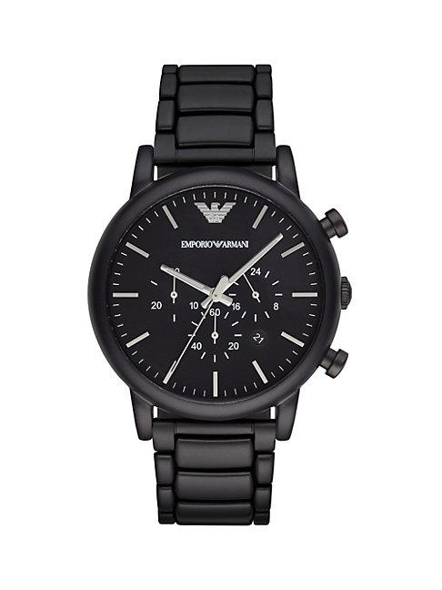 Emporio Armani Black-finished Stainless Steel Chronograph Link Bracelet Watch