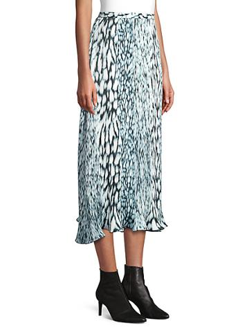 Donna Karan Alex Pleated Printed Tie-dye Skirt