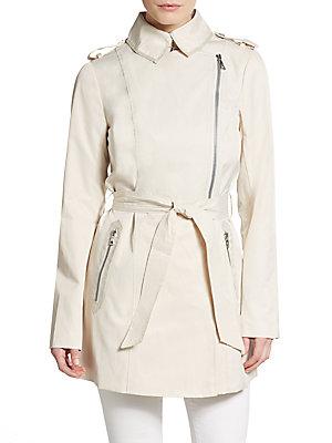 Sam Edelman Asymmetrical Zip Cotton Trench Coat