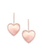 Saks Fifth Avenue 14k Rose Gold Mother-of-pearl & Diamond Heart Drop Earrings