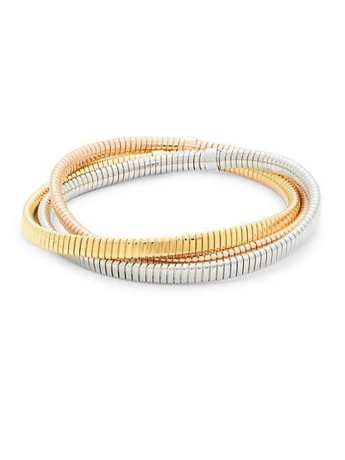 Saks Fifth Avenue 14k Italian Gold Tubogas Bracelet - Set Of 3