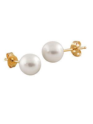 Masako Pearls 6-6.5mm White Japanese Akoya Pearl & 14k Yellow Gold Stud Earrings