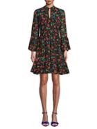 Calvin Klein Floral Bell-sleeve Flare Dress