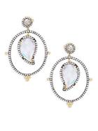 Freida Rothman Crystal And Sterling Silver Paisley Drop Earrings