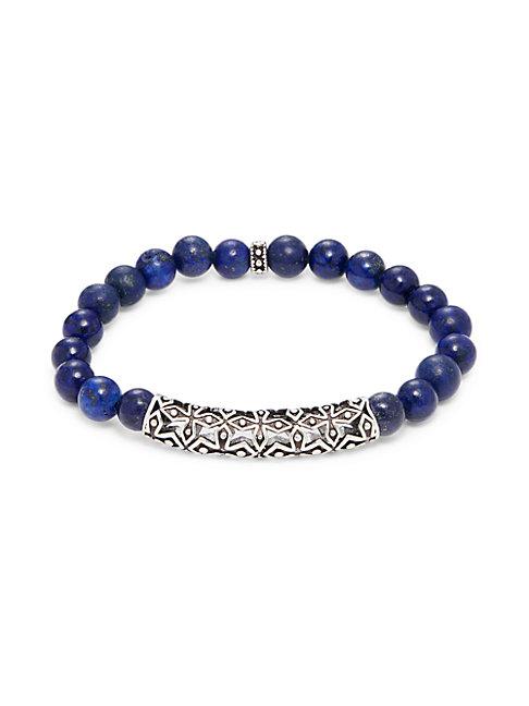Saks Fifth Avenue Sterling Silver & Lapis Beads Bracelet