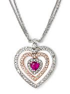 Effy 14 Kt. White And Yellow Gold Ruby And Diamond Necklace .49ctw
