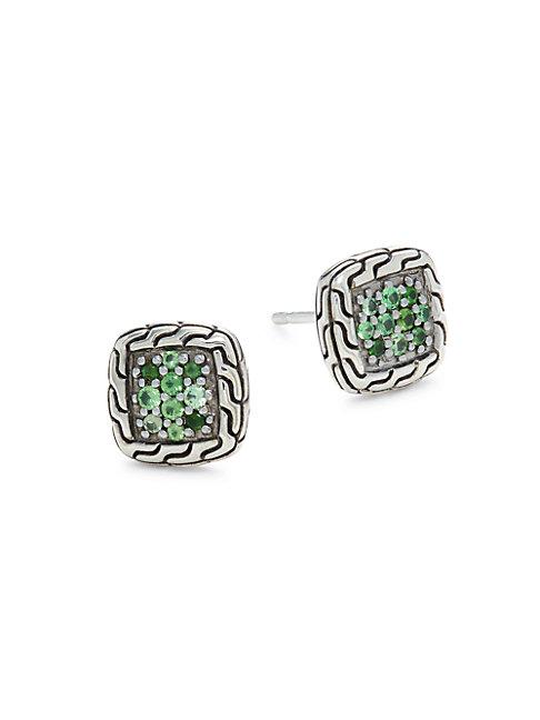 John Hardy Textured Emerald Earrings