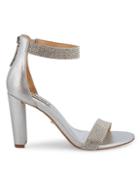 Badgley Mischka Elizabeth Embellished Metallic-leather Ankle Strap Sandals