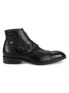 Jo Ghost Croc-embossed Leather Lace-up Ankle Boots