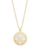 Freida Rothman Crystal And Sterling Silver Love Knot Medallion Pendant Necklace