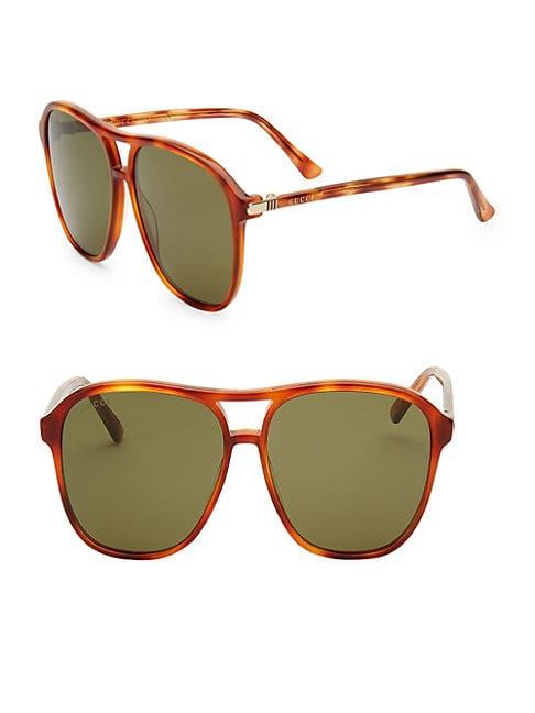 Gucci Tortoiseshell 56mm Square Sunglasses