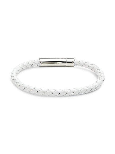 Thompson Of London Stainless Steel & Leather Braided Bracelet