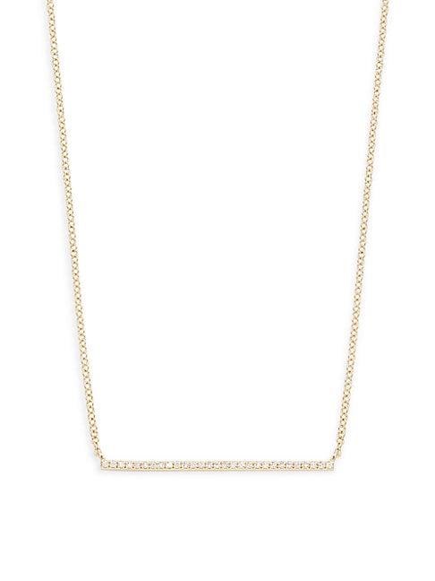 Saks Fifth Avenue 14k Yellow Gold Diamond Bar Pendant Necklace