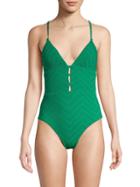Red Carter Cutout Textured One-piece Swimsuit