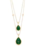 Freida Rothman Classic Studded Sterling Silver Double-teardrop Pendant Layered Necklace