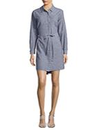 Vince Camuto Button Front Pinstriped Tunic Shirtdress