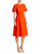 Carolina Herrera Stretch-wool Flutter-sleeve A-line Dress