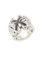 Charles Krypell Sterling Silver & Black Sapphire Ring