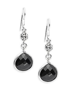 Lois Hill Black Onyx & Sterling Silver Drop Earrings