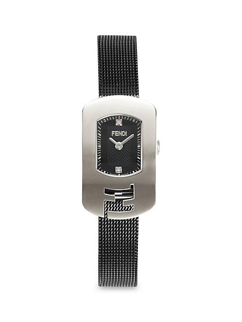 Fendi Stainless Steel & Diamond Mesh-strap Watch