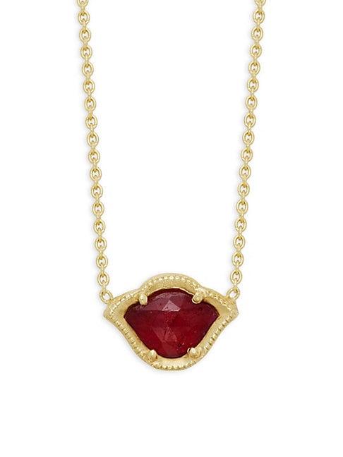 Amrapali Kamalini Red Ruby 18k Yellow Gold Lotus Necklace